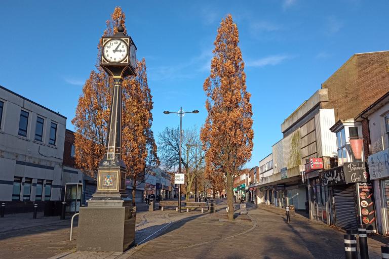 Waterlooville town centre and clock tower