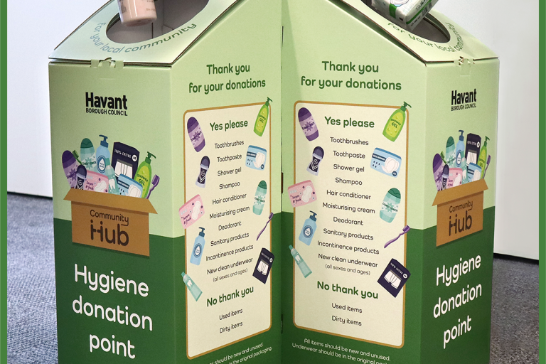 Hygiene banks for the donation of new and unused hygiene products