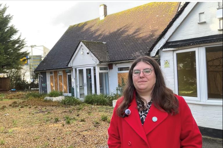 Cllr Redsull outside Stockheath