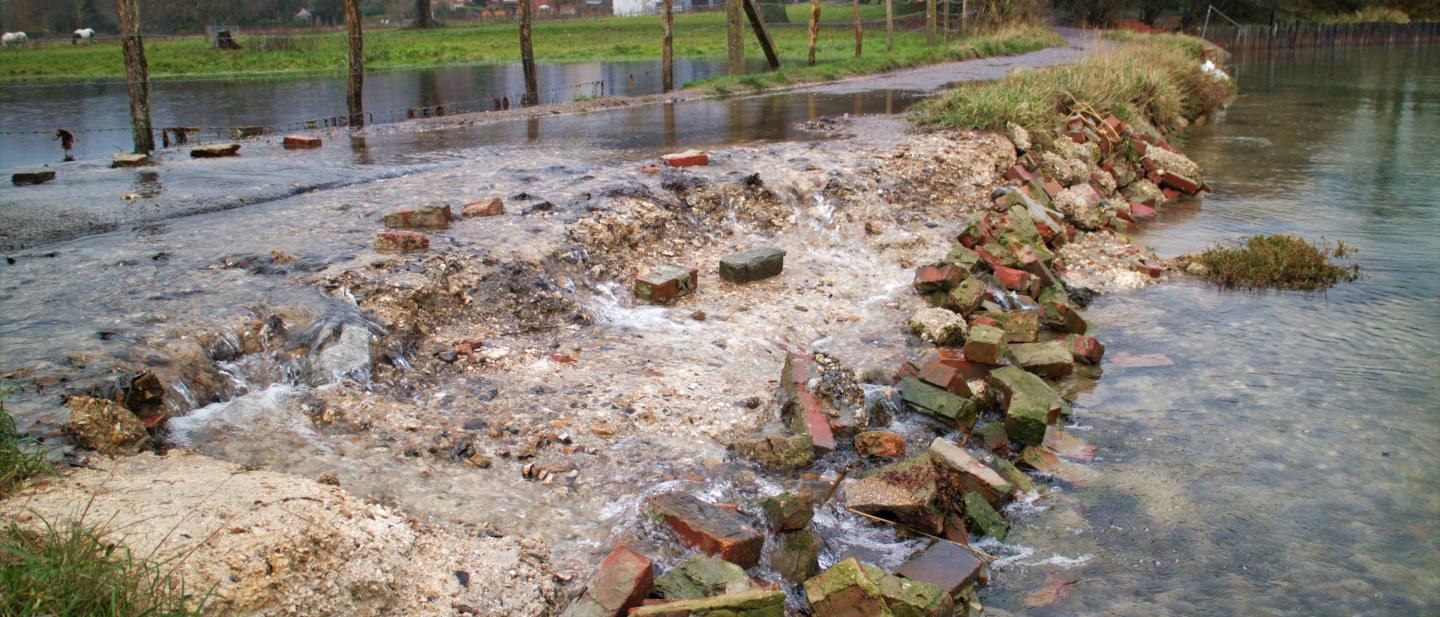 Damage to sea wall