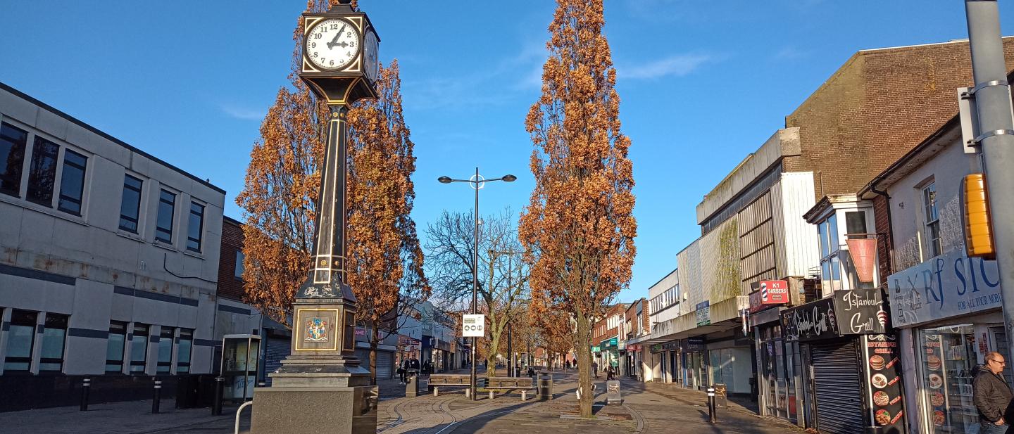 Waterlooville town centre and clock tower