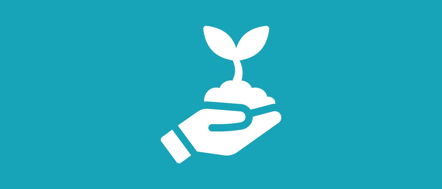 hand holding plant icon
