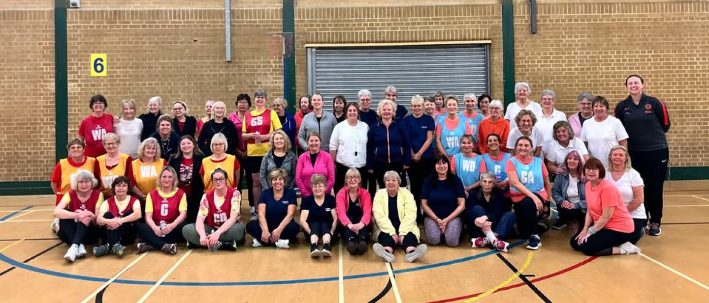 Group photo of participants at the Walking Netball Festival