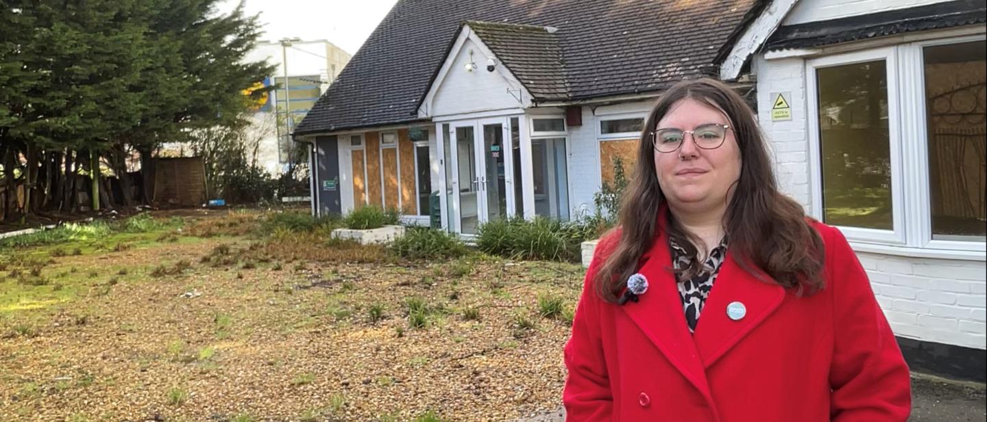 Cllr Redsull outside Stockheath